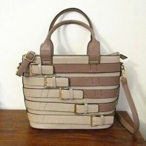 A73-NWOT Dasein Two Tone Belt Buckle bag  w/wallet